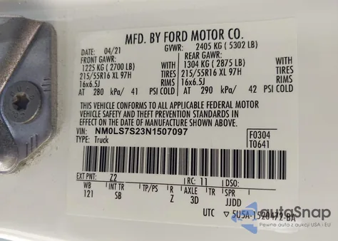 2022 Ford Transit Connect Xl из США, поврежденный, VIN NM0LS7S23N1507097